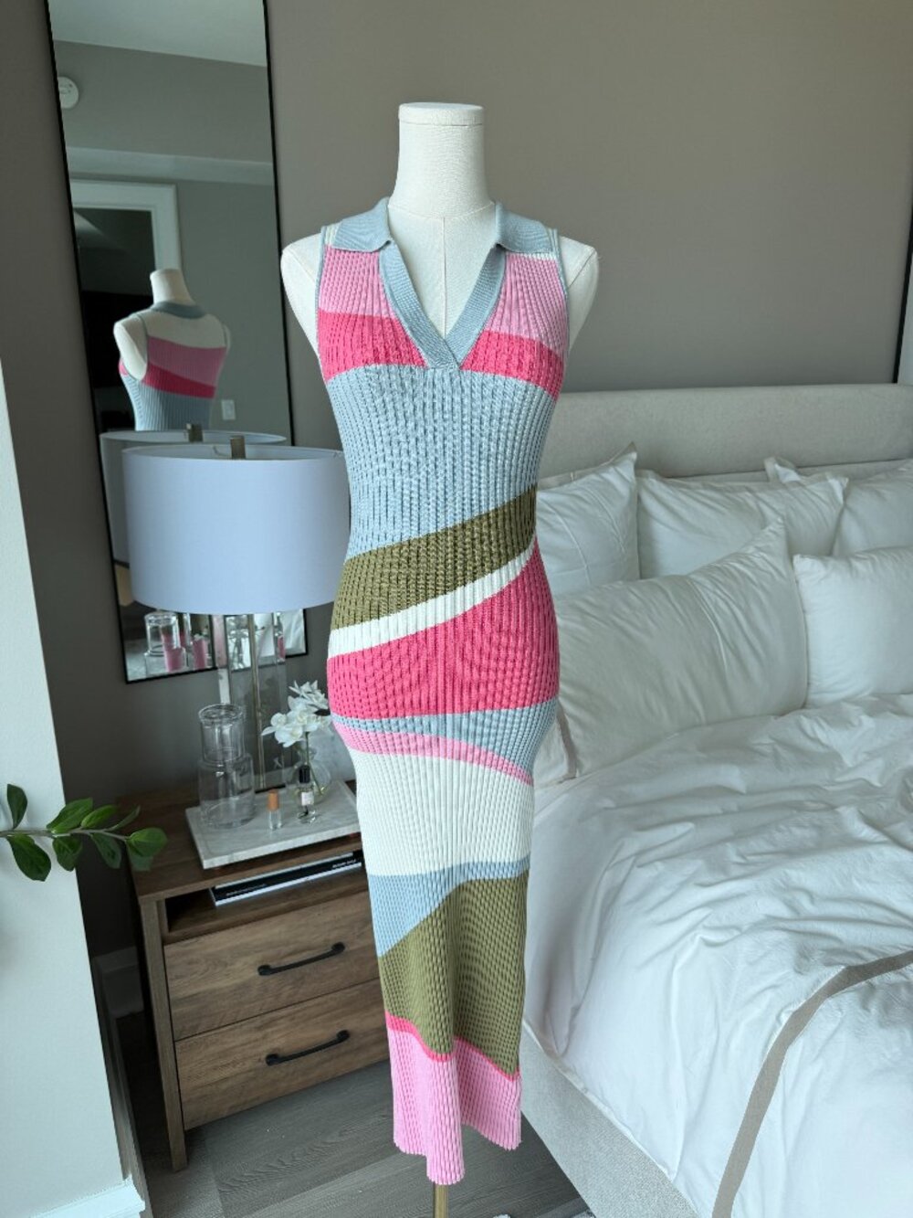 MINKPINK Multicolor Knit Midi Dress with Color